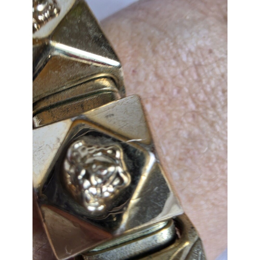 Vtg Gianni Versace Gold Tone Chunky Pyramid Links Medusa Bracelet - Picture 10 of 15
